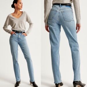 Abercrombie Ultra High Rise 90s Straight Jean Medium With Raw Hem 32" / 14R